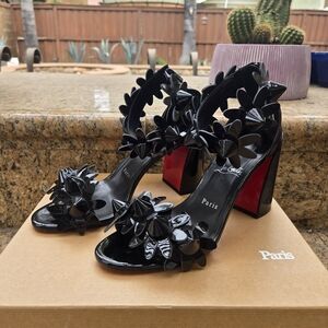 Christian Louboutin Black Floral Heels